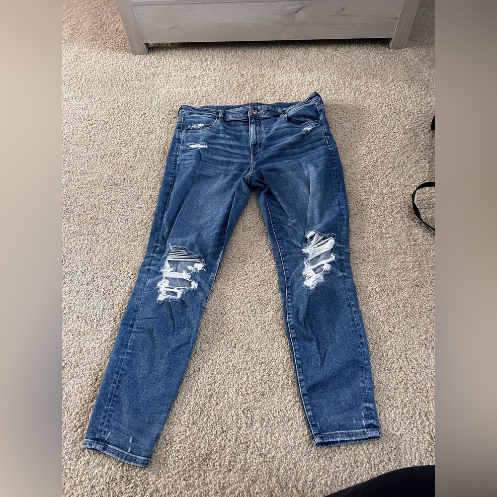 American Eagle Outfitters Ripped Blue Skinny Jeans